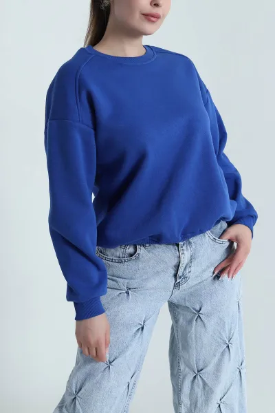 Saks Mavisi Şardonlu Üç İp Kadın Sweat 485103