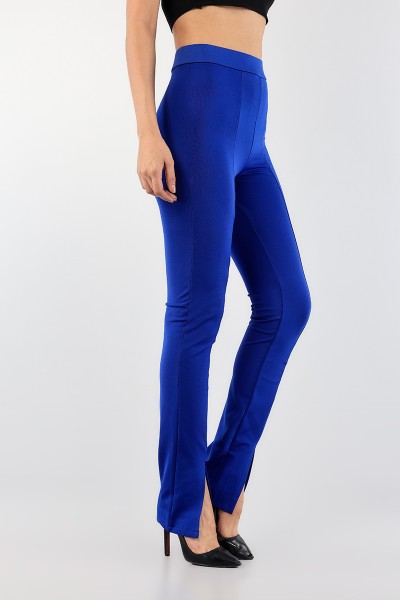 Saks Mavisi Yırtmaçlı Paça Tayt Pantolon 89105