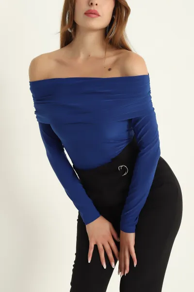 Saks Mavisi Sendy Kumaş Madonna Bluz 294434