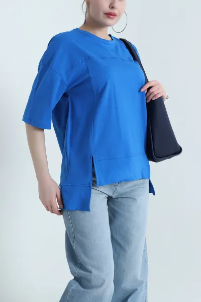 Saks Mavisi Süprem Oversize Kadın Tişört 437871