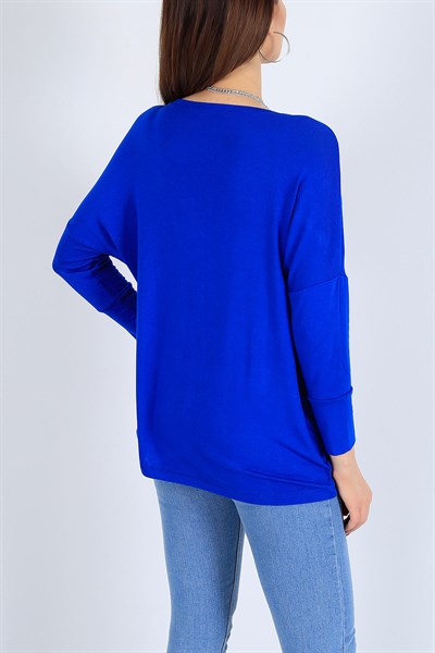 Saks Mavisi Truvakar Kol Likralı Bluz 26054B
