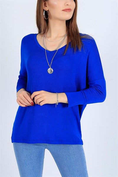 Saks Mavisi Truvakar Kol Likralı Bluz 26054B