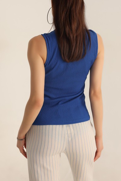 Saks Mavisi U Yaka Kolsuz Bluz 188115