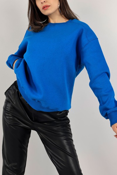 Saks Mavisi Üç İplik Şardonlu Sweat 141592