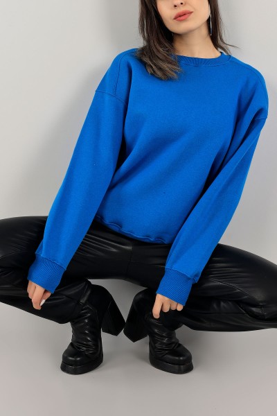 Saks Mavisi Üç İplik Şardonlu Sweat 141592