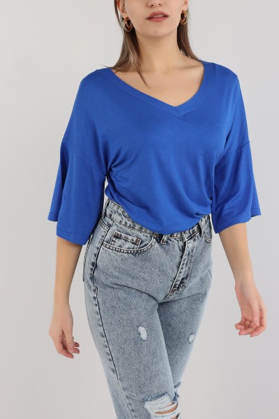 Saks Mavisi V Yaka Bluz 162780