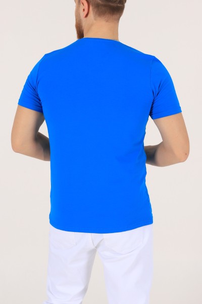 Saks Mavisi V Yaka Basic Erkek Tişört 172981