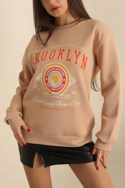 Şardonlu Baskılı Bayan Sweat 237724
