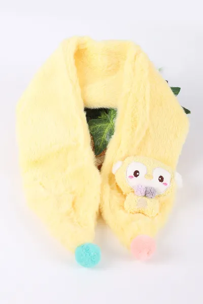 Sarı (0-10 Yaş) Ponponlu  Nakışlı     Peluş Bebek&Çocuk Atkı&Aksesuar 410945