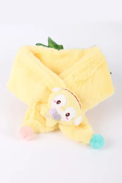 Sarı (0-10 Yaş) Ponponlu  Nakışlı     Peluş Bebek&Çocuk Atkı&Aksesuar 410945