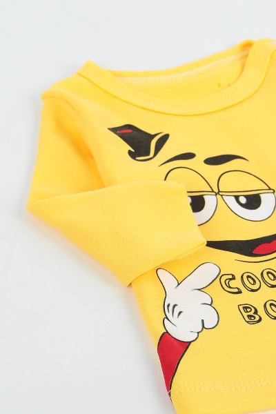 Sarı (0-3 Ay) Cool Boy Baskılı Erkek Çocuk Zıbın Takım 142054