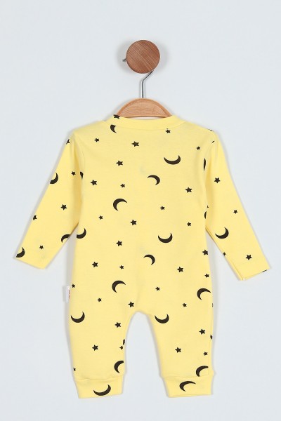 Sarı (0-9 Ay) Ay Yıldız Desenli Çıtçıtlı Kız Bebe Tulum 203407