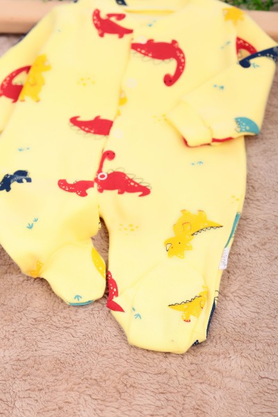 Sarı (0-9 Ay) Dinazor Baskılı Erkek Bebe Tulum 163588
