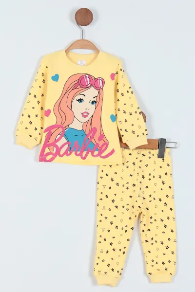 Sarı (1-3 Yaş) Baskılı Kız Çocuk Pijama Takım 226939