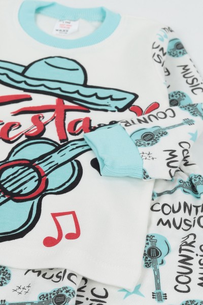 Sarı (1-3 Yaş) Gitar Tiesta Baskılı Erkek Çocuk Pijama Takım 135563