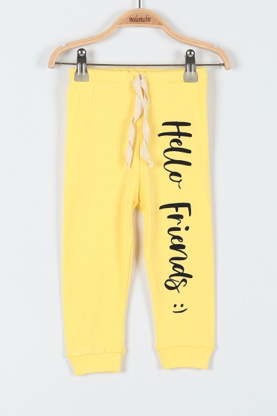Sarı (1-3 Yaş) Hello Friends Baskılı Kız Bebe Pijama Takım 181889