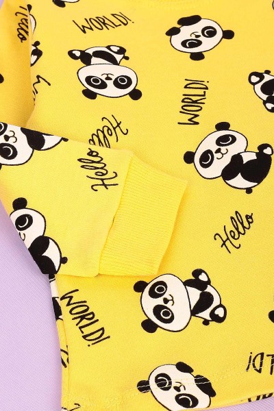 Sarı (1-3 Yaş) Panda Baskılı Erkek Çocuk Takım 148335
