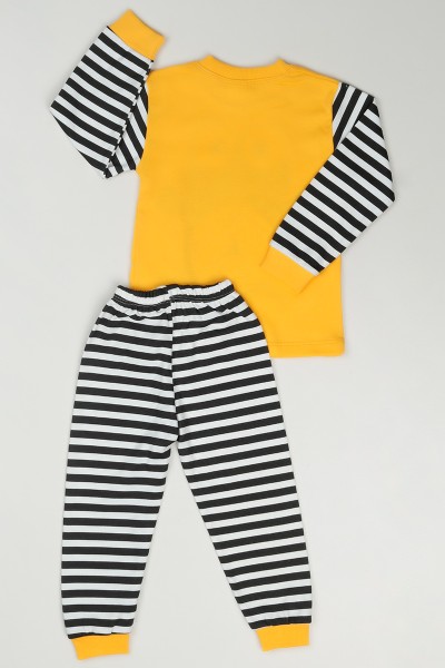 Sarı (1-3 Yaş) Saatli Kurbağa Baskılı Çocuk Pijama Takımı 86613