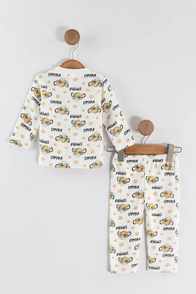 Sarı (1-3 Yaş) Simba Desenli Raporlu Çocuk Pijama Takım 459395