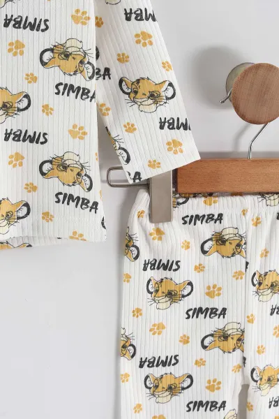 Sarı (1-3 Yaş) Simba Desenli Raporlu Çocuk Pijama Takım 459395