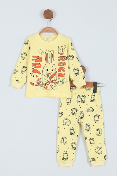 sari-1-3-yas-you-rock-baskili-kiz-cocuk-pijama-takim-219640