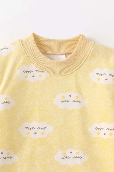 Sarı (1-3 Yaş)Bulut Desenli Çocuk Pijama Takımı 477371