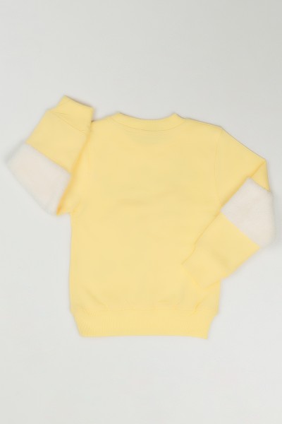 Sarı (1-4 Yaş) Peluşlu Yıldız Baskılı Kız Çocuk Sweatshirt 86138