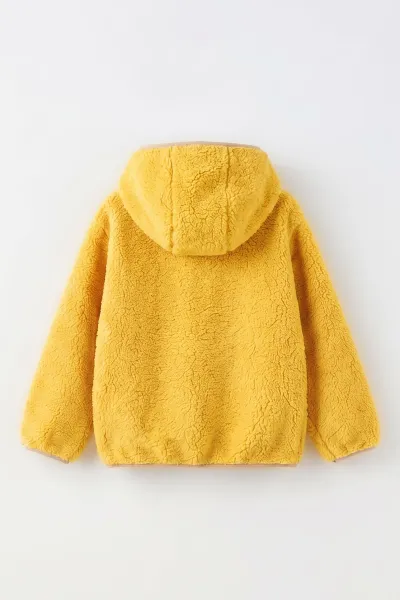 Sarı (1-8 Yaş) Understand Nakışlı Kapüşonlu Kanguru Cepli Yardım Fermuarlı Kuzu Erkek Bebek&Çocuk Sweatshirt 496315