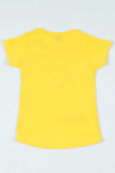 Sarı (1-6 yaş) Gözlüklü Köpek Baskılı Kız Çocuk Tişört 106920