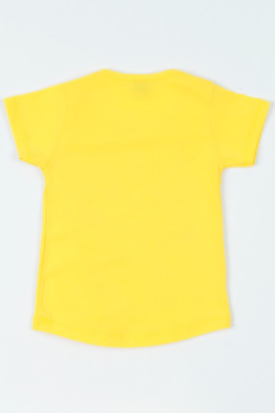 Sarı (1-6 yaş) Uzaylı At Baskılı Kız Çocuk Tişört 108418
