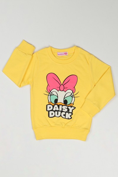 sari-1-8-yas-sirin-daisy-duck-baskili-kiz-cocuk-sweatshirt-89626