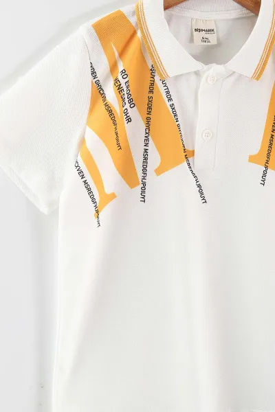 Sarı (1-9 Yaş)Polo Yaka Baskılı Tişörtlü Kot Şortlu Erkek Çocuk Yazlık Takım  461104