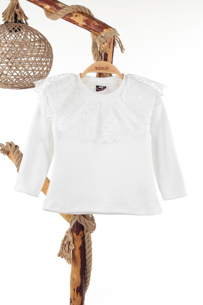 Sarı (2-5 Yaş) Çiçek Baskılı Dantelli Kız Çocuk Elbise 141477