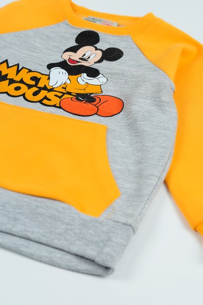 Sarı (2-8 Yaş) Mickey Mouse Baskılı Erkek Çocuk Takım 96615