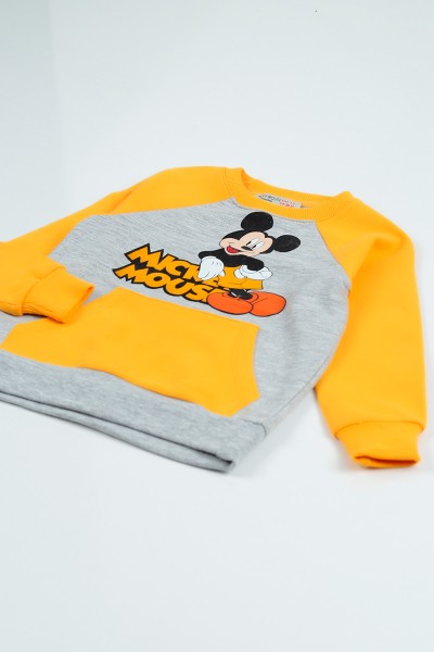 Sarı (2-8 Yaş) Mickey Mouse Baskılı Erkek Çocuk Takım 96615