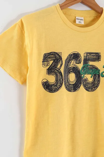 Sarı (2-9 Yaş)365 Baskılı Kot Şortlu Erkek Çocuk Yazlık Takım 460665