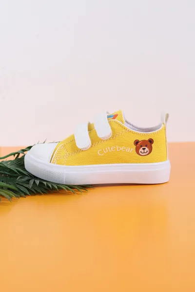 Sarı (26-30 Patik) Keten Çift Cırtlı Unisex Çocuk Ayakkabı 276148