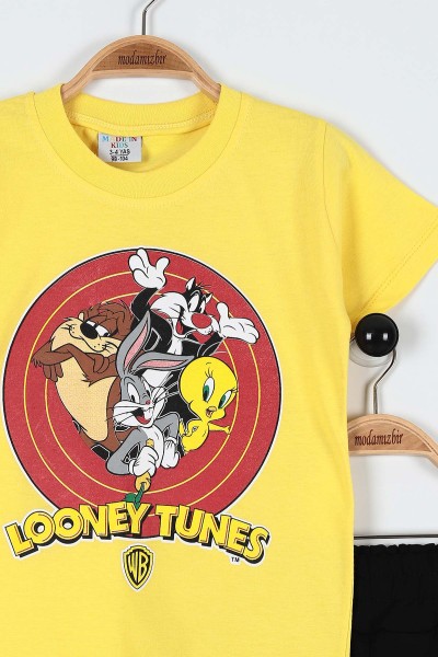 Sarı (3-10 Yaş) Looney Tunes Baskılı Şortlu Erkek Çocuk Takım 184494