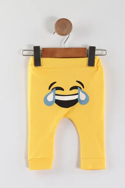 Sarı (3-12 Ay)Emoji Baskılı Manşetli Unısex Tek Alt 452184