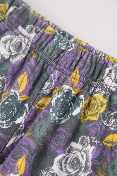 Sarı (3-15 Yaş) Kedi Baskılı Ribana Kumaş Kız Çocuk Pijama Takımı 477078