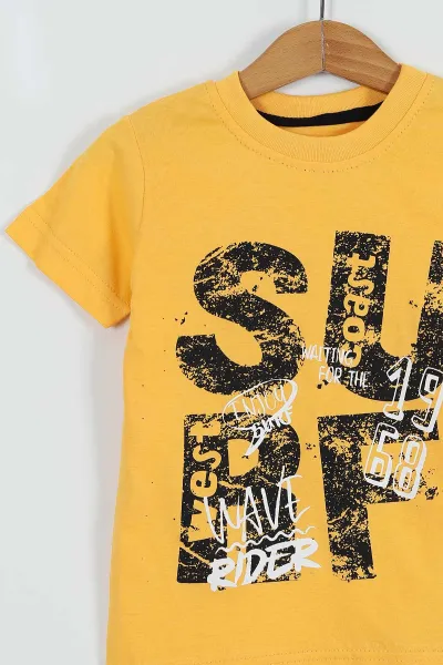 Sarı (3-6 Yaş) Surf Baskılı  Şortlu Erkek Çocuk Takım 254500
