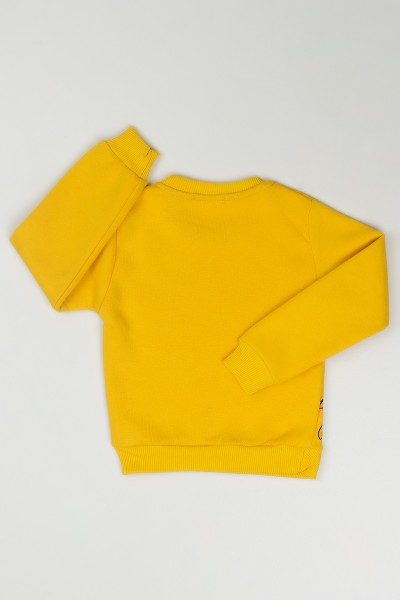 Sarı (3-7 Yaş) Elbise Baskılı Taşlı Kız Çocuk Sweatshirt 86530