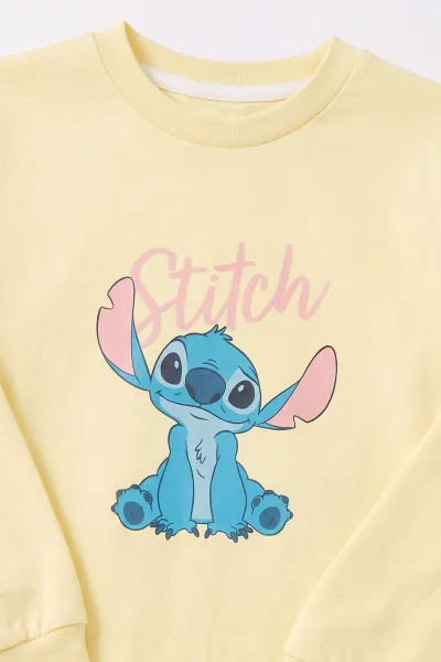 Sarı (3-8 Yaş) Karakter Baskılı İnterlok Kumaş Kız Çocuk Pijama Takım 491059
