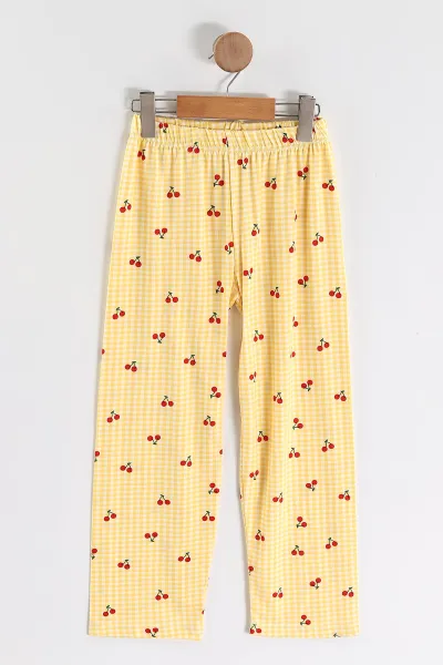 Sarı (4-16 Yaş)Kiraz Desenli Kız Çocuk Pijama Takım 466322