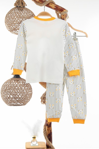 Sarı (4-6 Yaş) Down Drag Baskılı Erkek Çocuk pijama Takım 137291