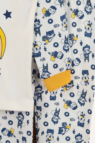 Sarı (4-6 Yaş) Ekru Kahraman Baskılı Erkek Çocuk Pijama Takım 145164