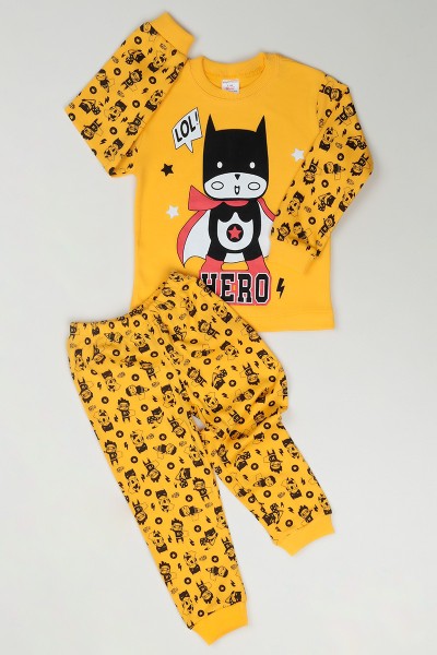 sari-4-6-yas-hero-baskili-erkek-cocuk-pijama-takimi-84578
