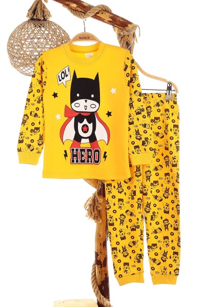 Sarı (4-6 Yaş) Lol Kahraman Baskılı Erkek Çocuk Pijama Takım 150870