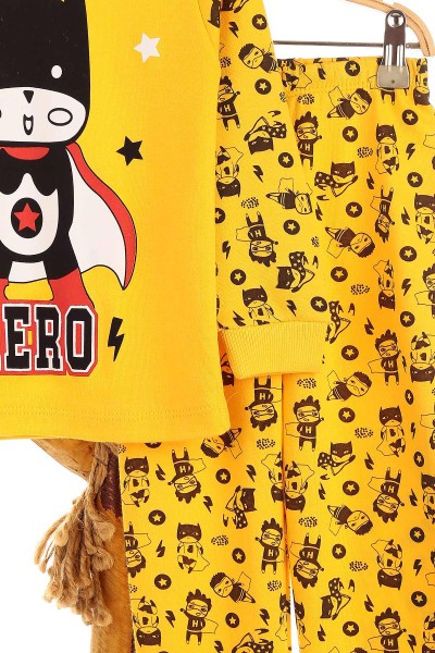 Sarı (4-6 Yaş) Lol Kahraman Baskılı Erkek Çocuk Pijama Takım 150870