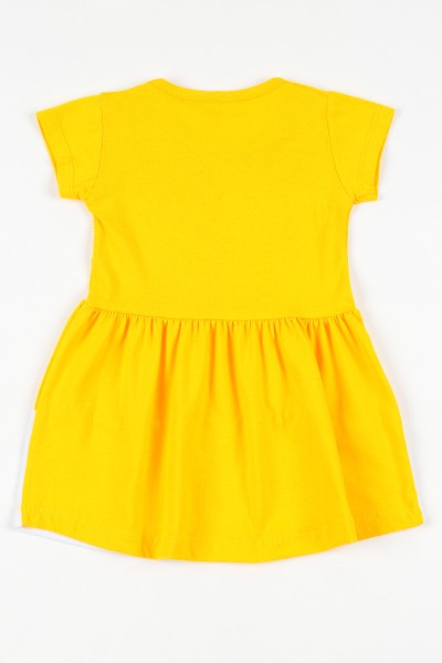Sarı (4-8 yaş) Bugs Bunny Baskılı Beli Lastikli Kız Çocuk Elbise 108780